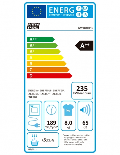 Máquina Secar Roupa 8KG NEW POL  Bomba de Calor (Classe Energética: B)