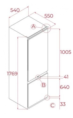 Frigorífico Combinado Encastrável Total No Frost Teka NF RBF 73380 FI  176,9x54x54,5 cm 244 L, Classe E