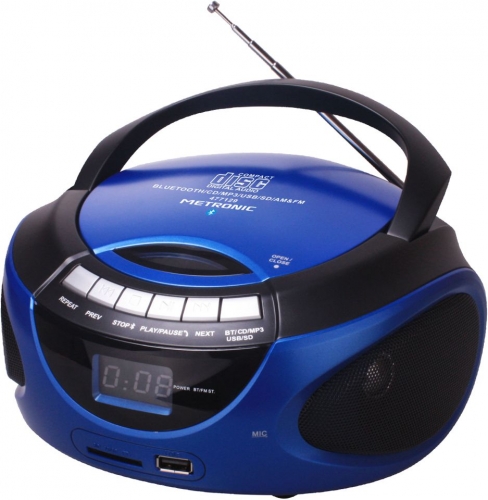 METRONIC - Rádio CD MP3 Bluetooth Azul 477129