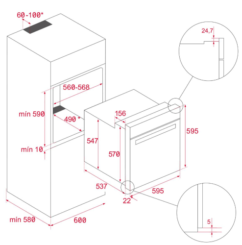 Forno Encastre Teka HSB 635 P 60Cm Pirolítico 70 L Classe C