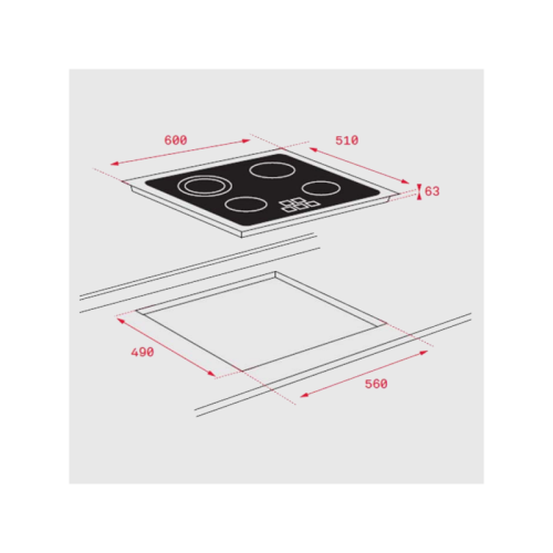 Placa Vitroceramica Biselada Frontal TEKA TZ 6415 Encastre 6300W 4 Zonas 60Cm