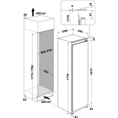 Frigorifico Encastre HOTPOINT SB 18011 177.1x54.0x54.5 cm Classe F