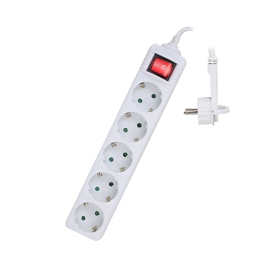 EWENT REGUA TOMADAS POWER STRIP 5 SOCKETS (SHUKO) 16A SHUKO FLAT PLUG WHITE